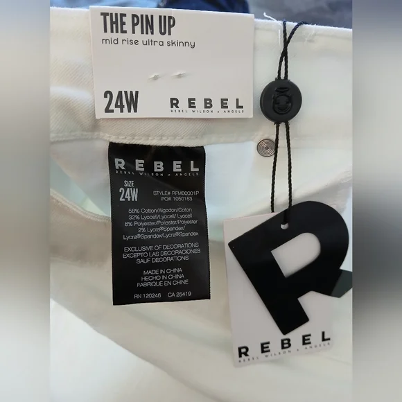 Rebel Wilson X Angels Women's White Mid-Rise Ultra Skinny Pants 24W - Picture 11 of 16